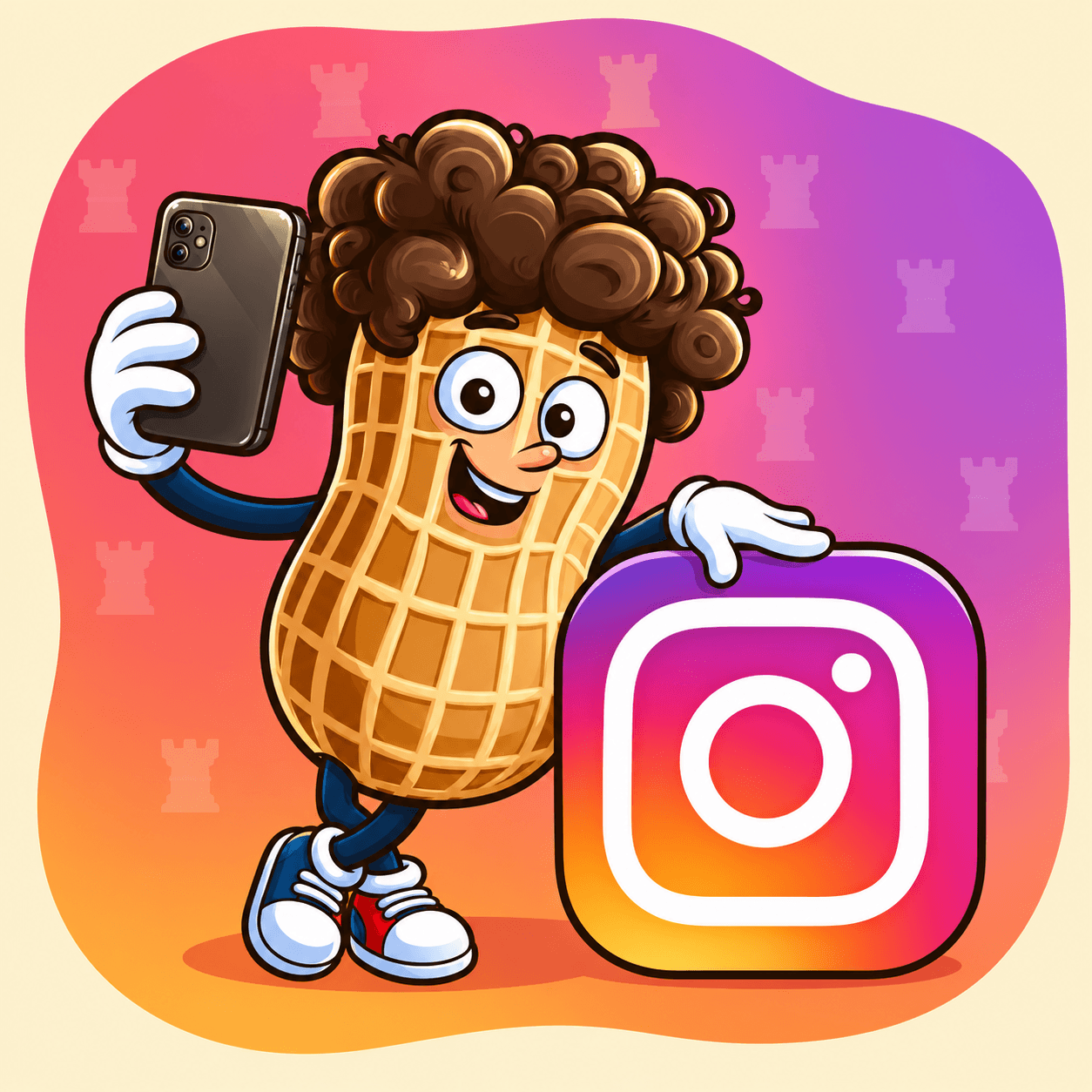Cacahuète présente le profil Instagram avec son téléphone