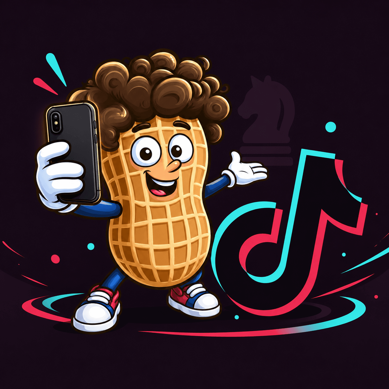 Cacahuète présente le profil TikTok avec son téléphone