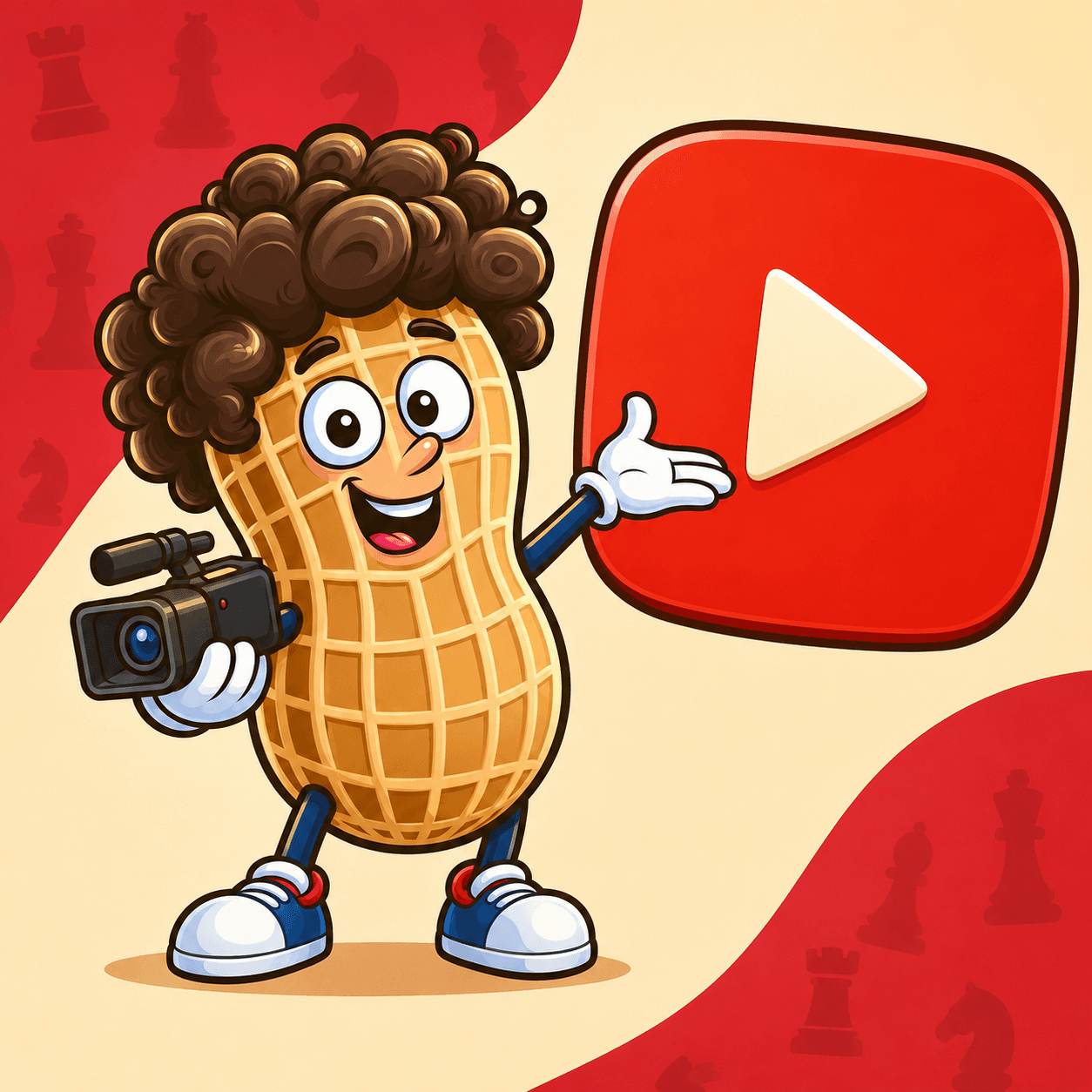 Cacahuète présente la chaîne YouTube avec une caméra